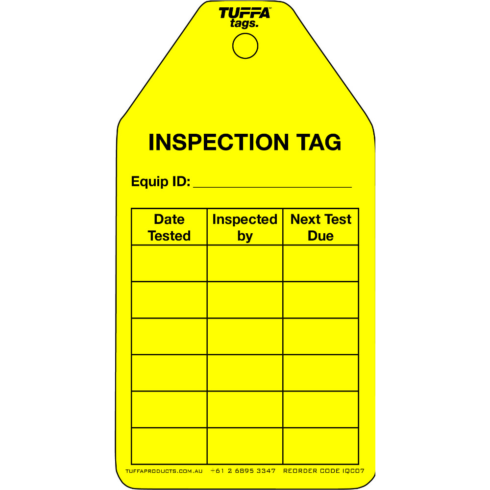 Safety Tags | Inspection Tuffa Tags Portrait (Pack of 100) | Northern ...