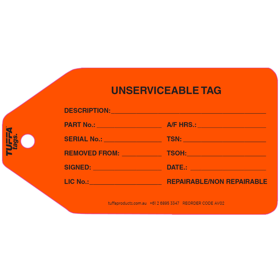 Serviceable Label Safety Tags | Unserviceable Tuffa Tag (Pack of 100) | Northern ...