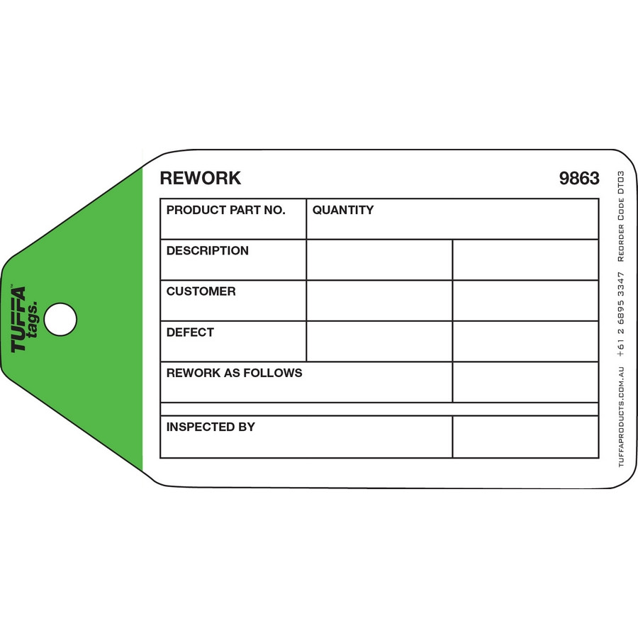 Inventory Rework Stickers Repair, Defect & Rework Tags | Safety Tags | Rework Inventory Tuffa ...